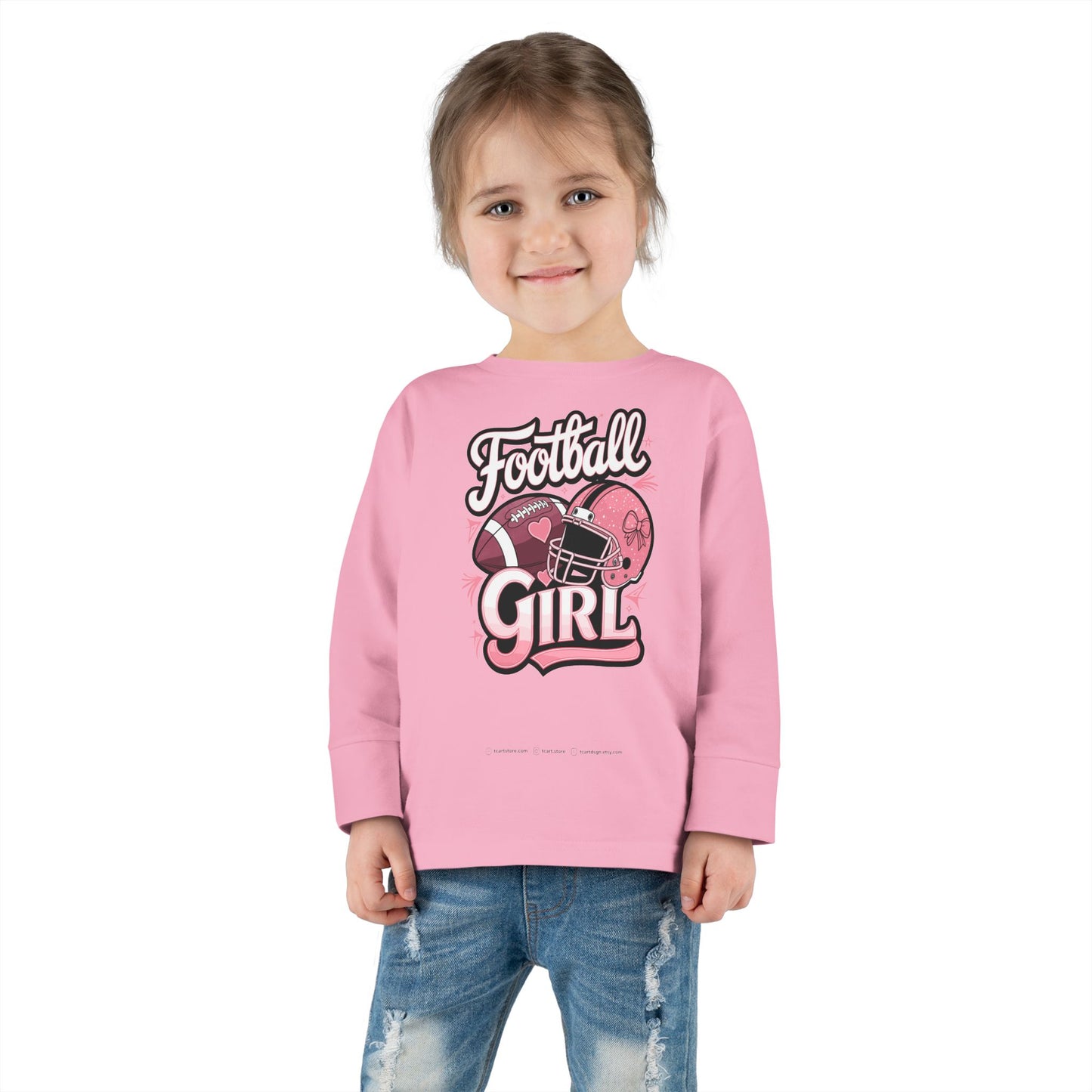 Football Girl Toddler Long Sleeve Tee