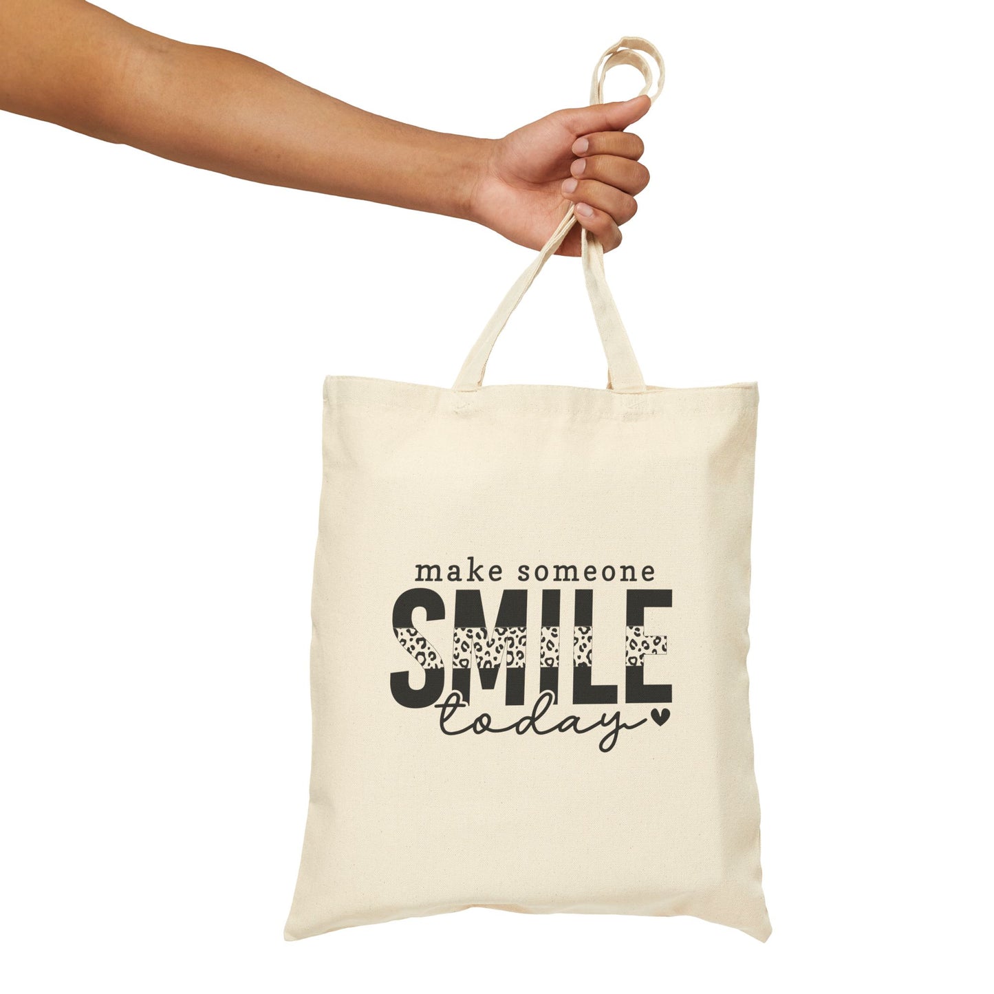 Smile Today Motivational Cotton Canvas Tote Bag