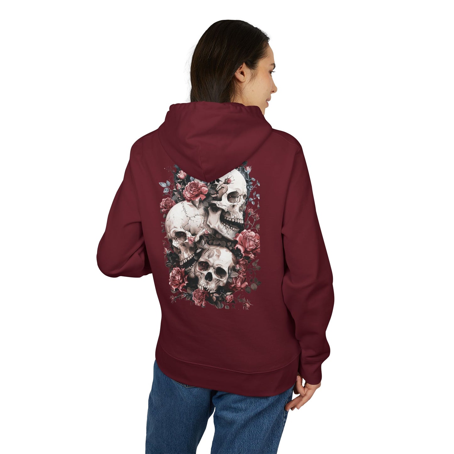 Gothic Floral Skull Hoodie,