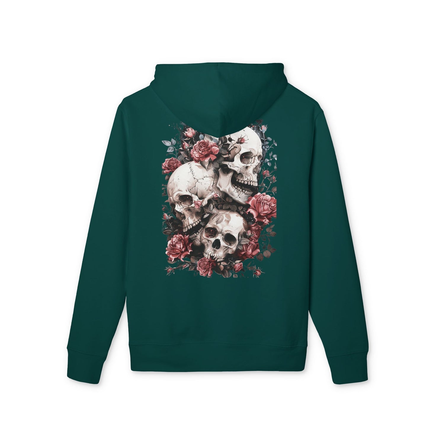 Gothic Floral Skull Hoodie,