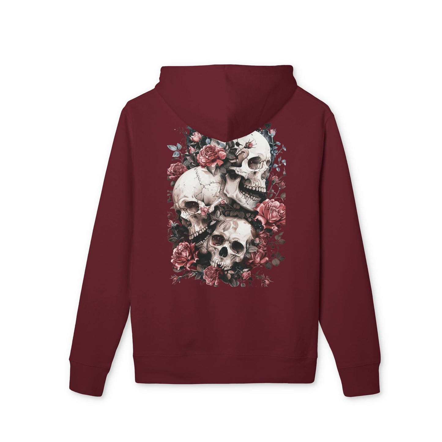 Gothic Floral Skull Hoodie,