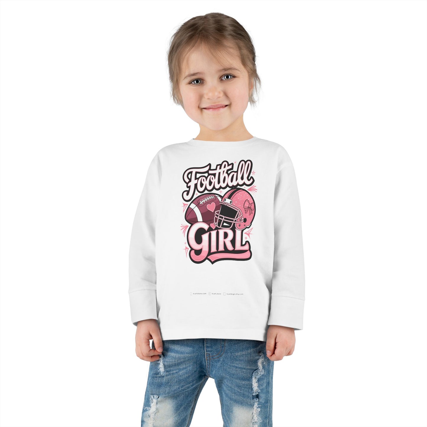 Football Girl Toddler Long Sleeve Tee