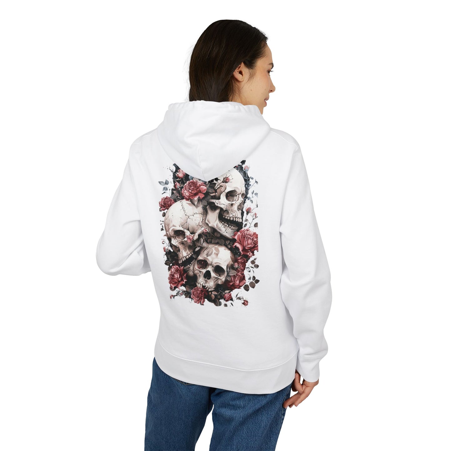 Gothic Floral Skull Hoodie,
