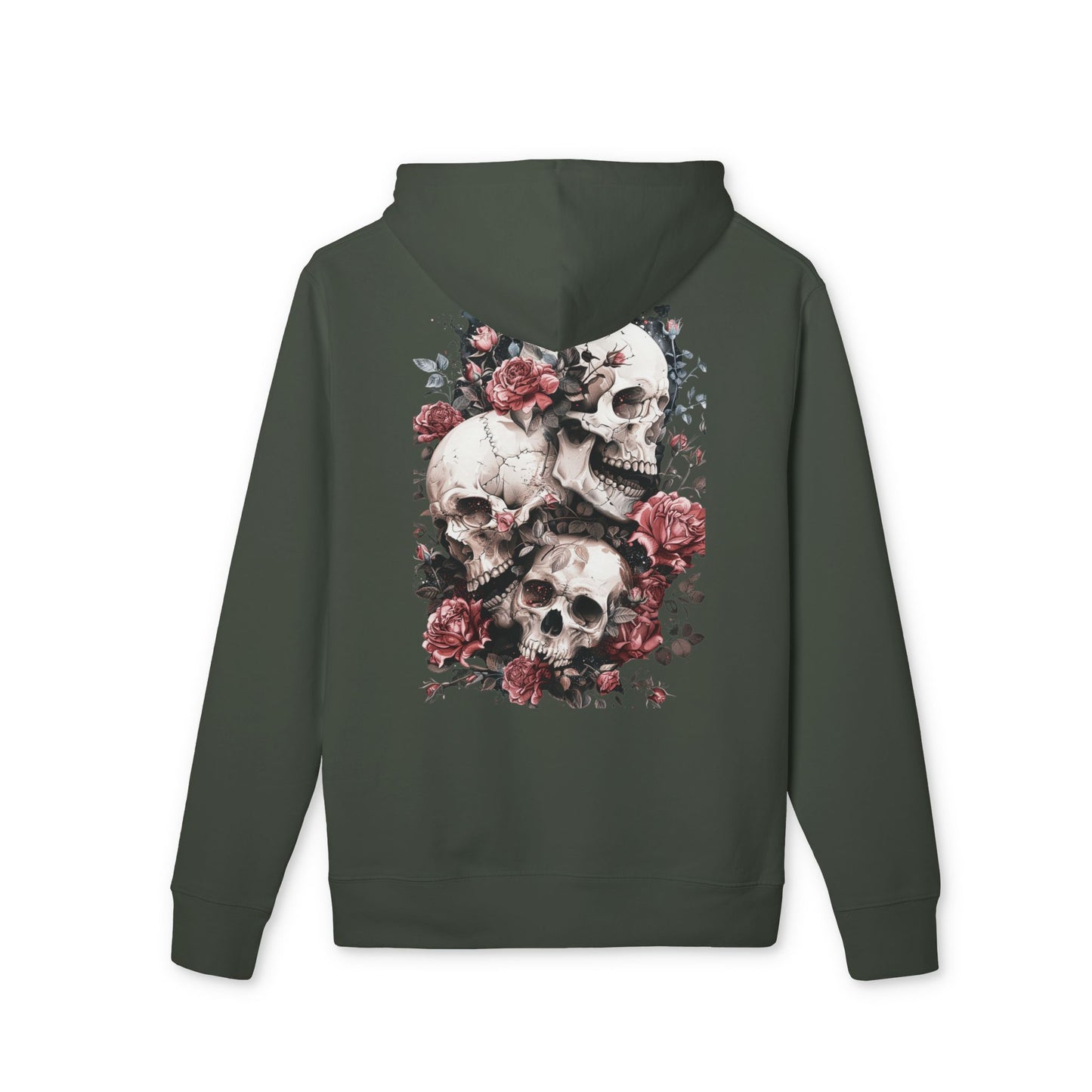 Gothic Floral Skull Hoodie,