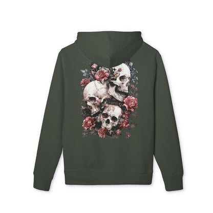 Gothic Floral Skull Hoodie,