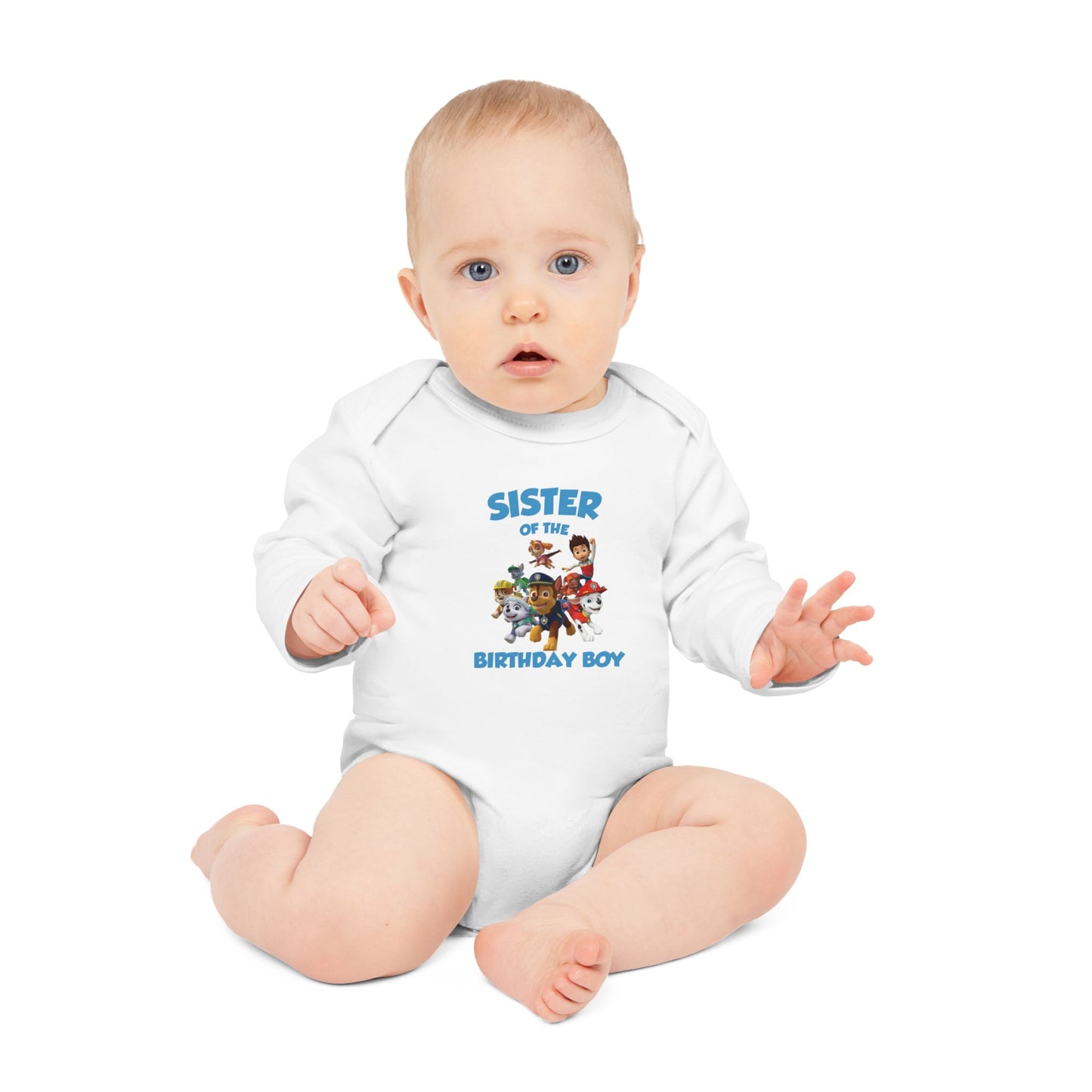 Sister of the Birthday Boy Organic Baby Bodysuit