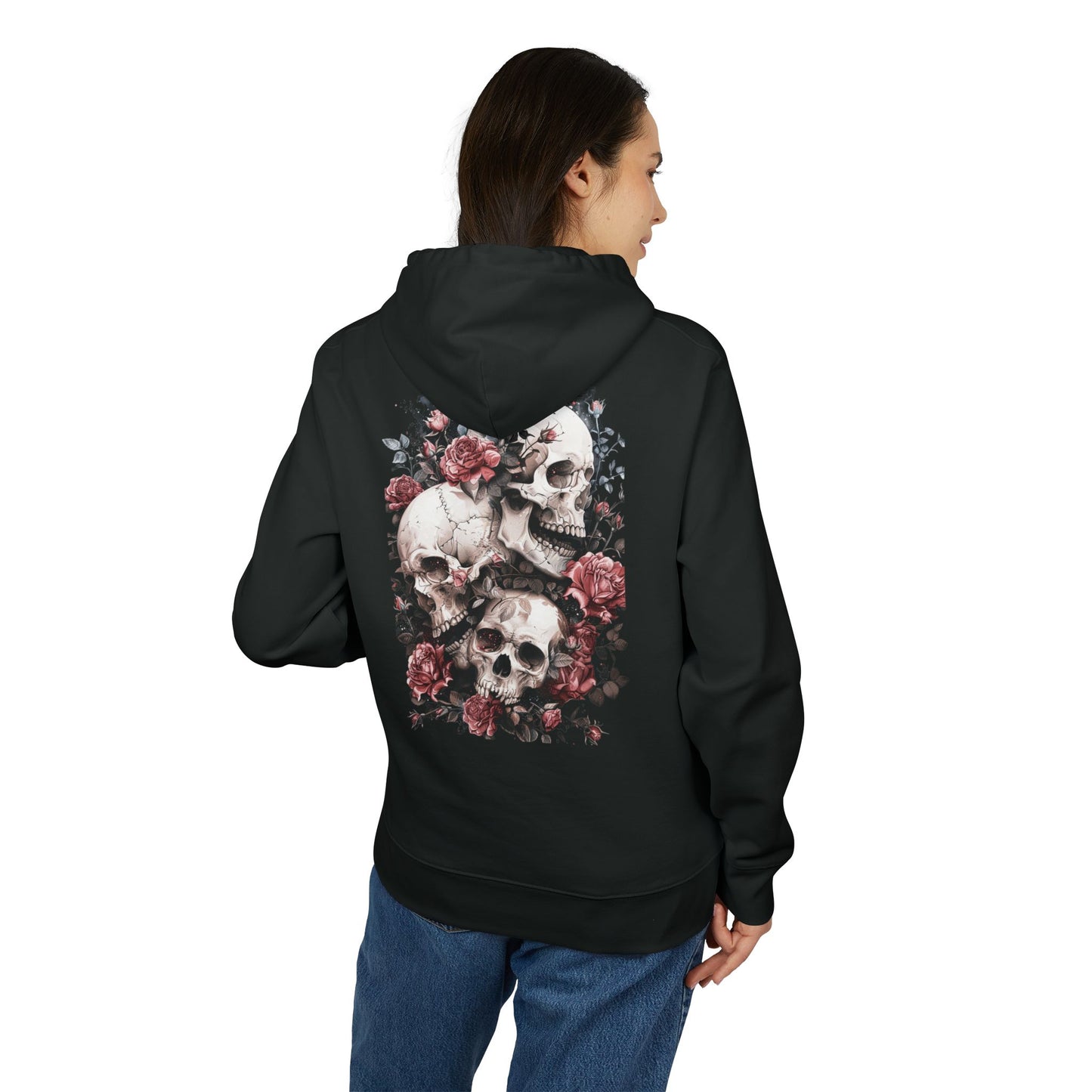 Gothic Floral Skull Hoodie,