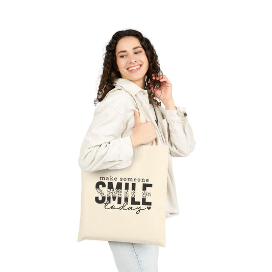 Smile Today Motivational Cotton Canvas Tote Bag