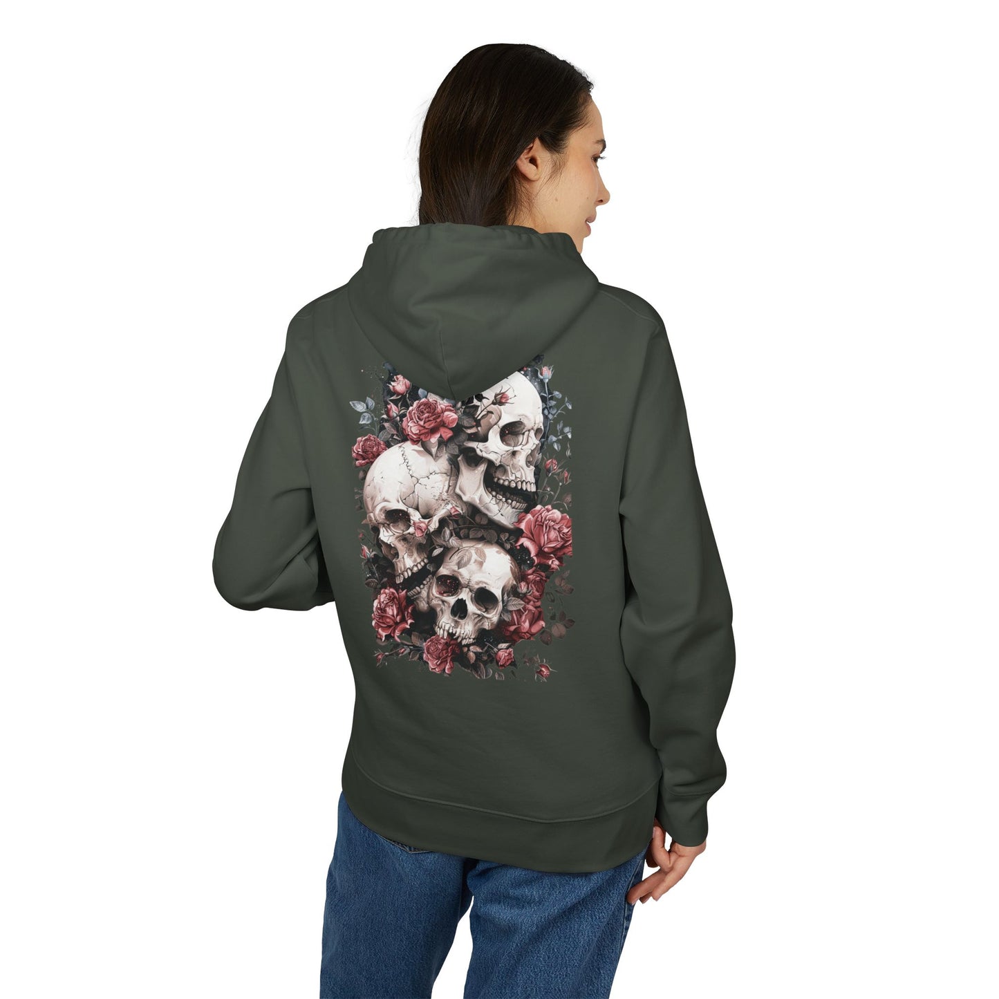 Gothic Floral Skull Hoodie,