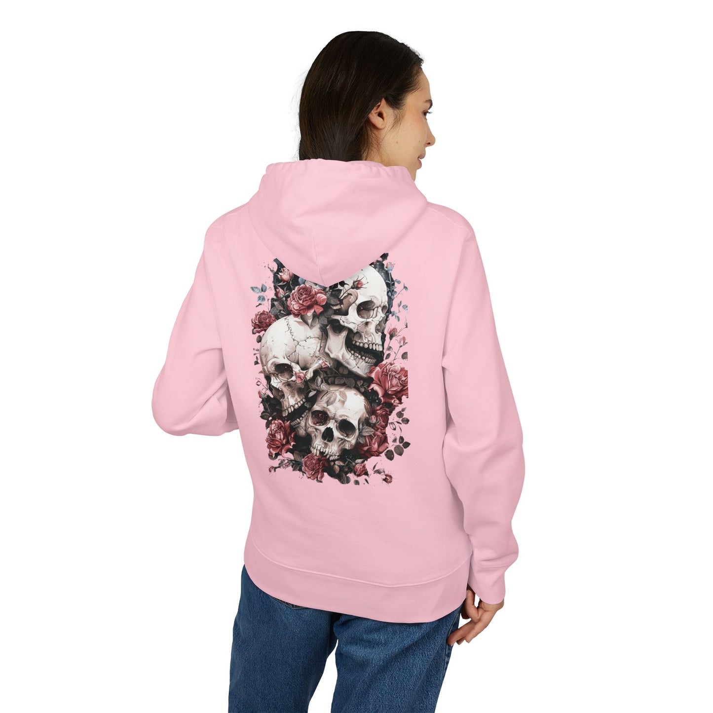 Gothic Floral Skull Hoodie,