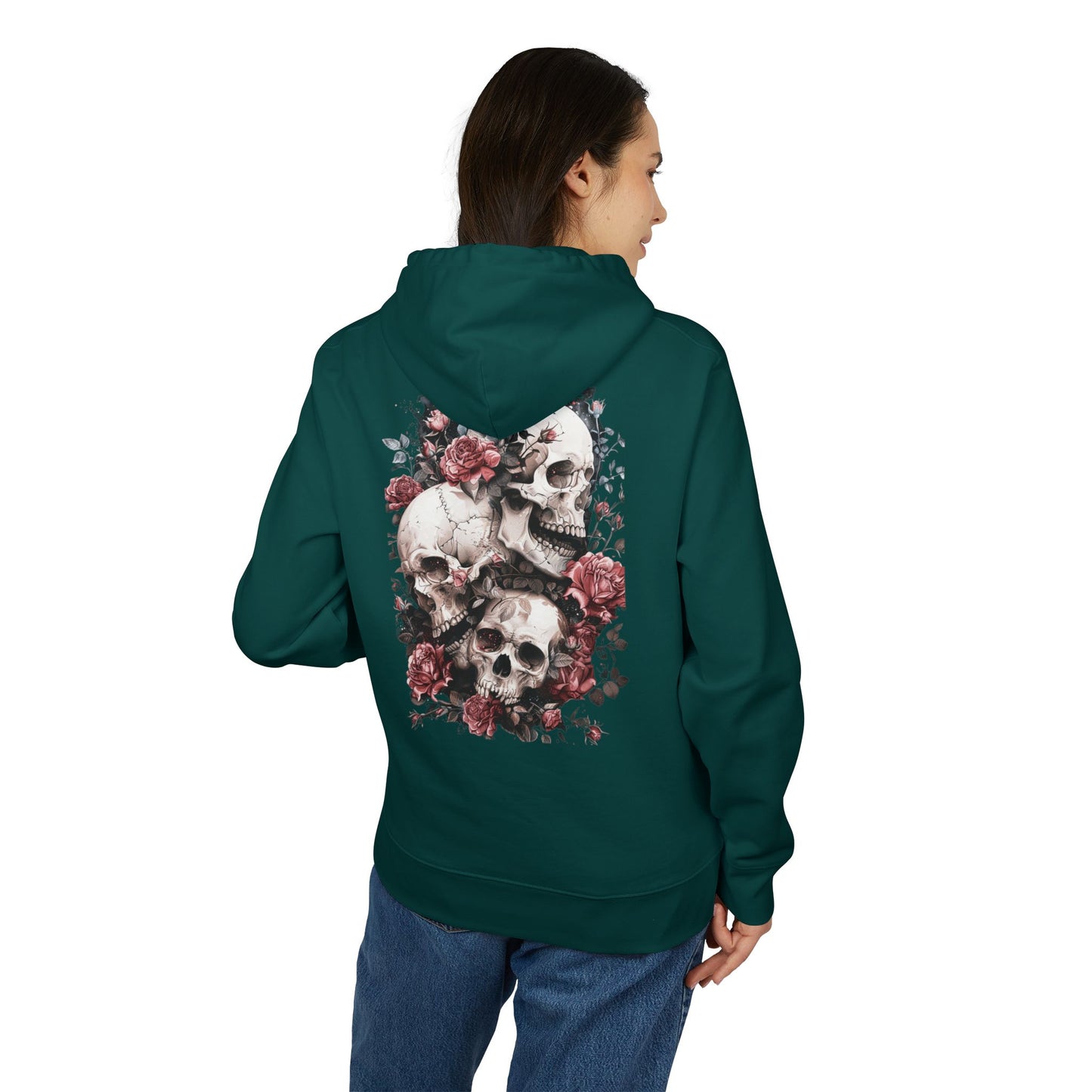Gothic Floral Skull Hoodie,