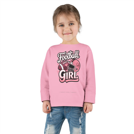 Football Girl Toddler Long Sleeve Tee