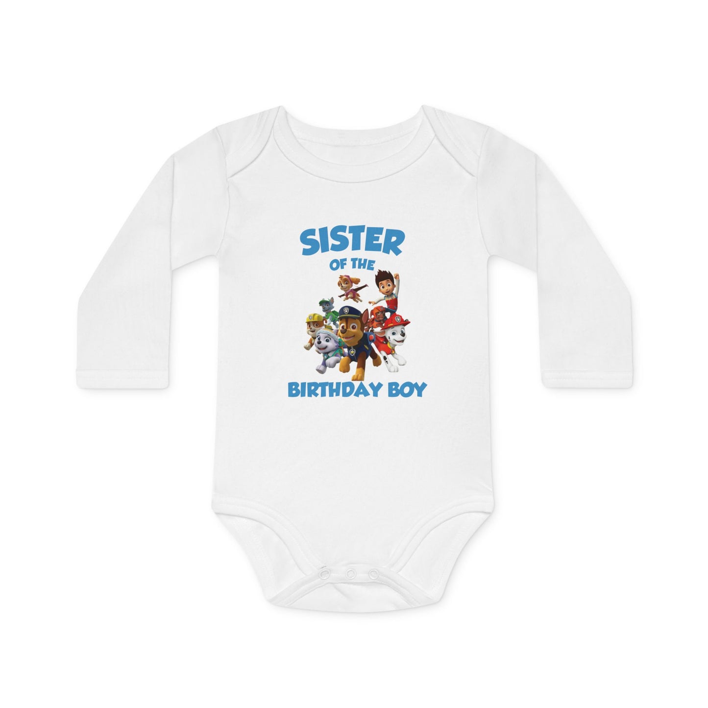 Sister of the Birthday Boy Organic Baby Bodysuit